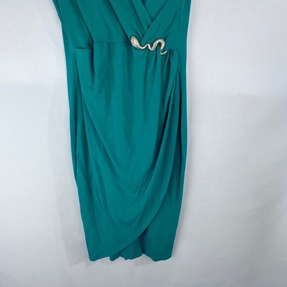 CACHE Women's Dress Size Large Cocktail Wrap V-Neck Green Midi NEW WITH TAG - Picture 3 of 10